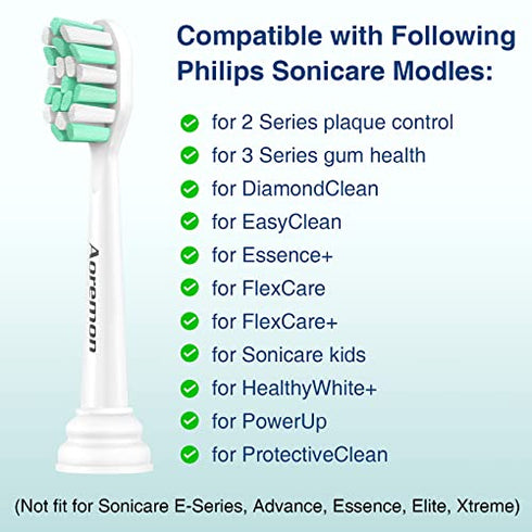 Aoremon Replacement Toothbrush Heads for Philips Sonicare Snap-on Electric Brush Handles HX9023/65, 10 Pack