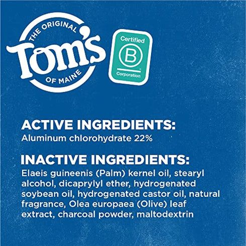 Tom's of Maine Natural Charcoal Antiperspirant Deodorant for Men, 2.8 Oz. 3-Pack (Packaging May Vary)