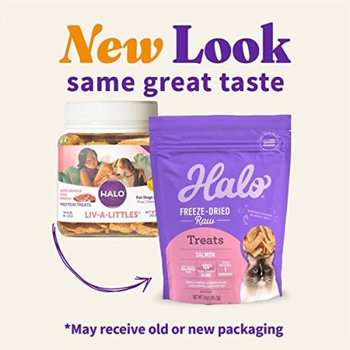 Halo Freeze Dried Raw Cat Treats, Salmon Recipe, Cat Treats Pouch, All Life Stages, 1.6-OZ Pouch