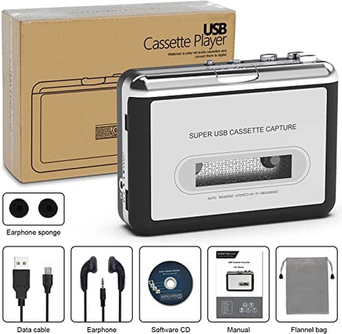 DigitNowCassette Tape To MP3 CD Converter Via USB,Portable USB Cassette Tape Player Capture MP3 Audio Music,Compatible With Laptop and Personal Computer,Convert Walkman Tape Cassette To MP3 Format