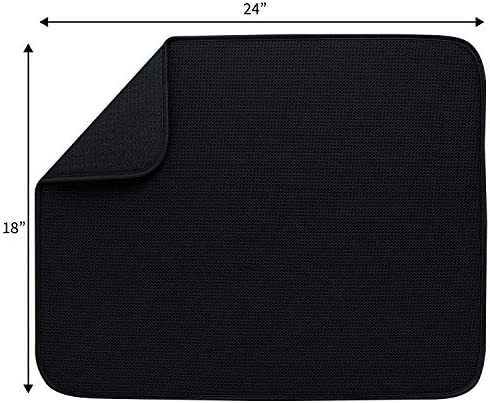 S&T INC. Absorbent, Reversible XL Microfiber Dish Drying Mat for Kitchen, 18 Inch x 24 Inch, Black Galaxy Mesh