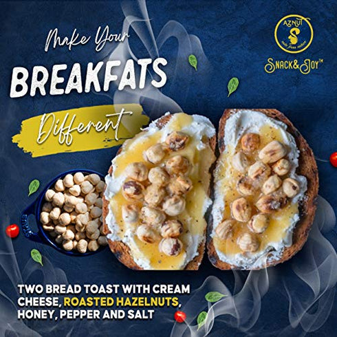 AZNUT Roasted Hazelnuts Natural Non-GMO Certified, Unsalted, Dry Roasted, Kosher Certified, Resealable Bag 6 oz
