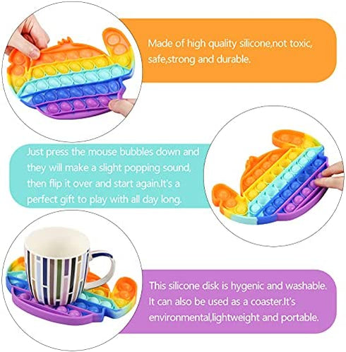EVERMARKET 2 Pack Push Pop Bubbles Fidget Sensory Toys, Including Rainbow Stitch Bubble Block Toys Mini Popper Keychain Stress Reliever Silicone Squeeze to Relax, Medium, (K-026)