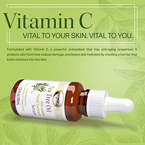 Sonoma Naturals Tea Tree Oil Serum for Face, 1 oz | Acne & Dry Skin | Pore Minimizer | Skin Moisturizing & Healing | Anti Oxidant Rich | Anticeptic & Antifungal