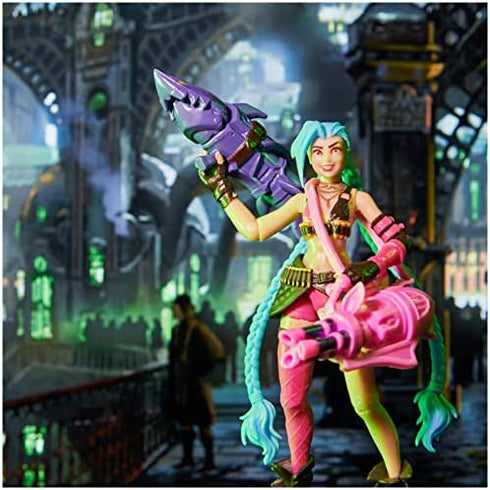 League of Legends, Official 4-Inch Jinx Collectible Figure with Premium Details and 2 Accessories, The Champion Collection, Collector Grade, Ages 12 and Up