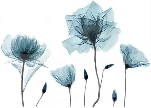 M ACHOOSE Blue Flower Wall Decals Wall Stickers Peel and Stick Removable Decal Stick DIY Wall Art Murals Home Wall Decor for Bedroom Living Room Classroom Office Wall Decaoration