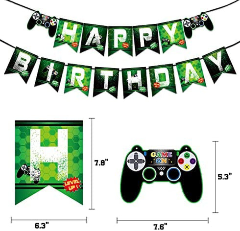 WERNNSAI Game Birthday Banner - Video Game Party Supplies Happy Birthday Bunting Garland for Boys Kids Player Geeks Gaming Themed Party Decorations Assembled