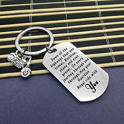 For Biker Keychain Motorcycle Keychain Gift Ride Safe Keychain New Driver Gift May Your Guardian Angel Ride With You Keychain Couple Lovers Keychain Valentines Day Birthday Gift for Boyfriend Husband