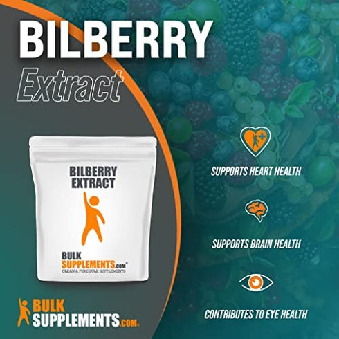 BulkSupplements.com Bilberry Extract Powder - Antioxidant Powder - Eye Supplements - Vision Supplements - Anthocyanin Supplement - Bilberry Fruit Extract 1000mg Supplement (100 Grams - 3.5 oz)