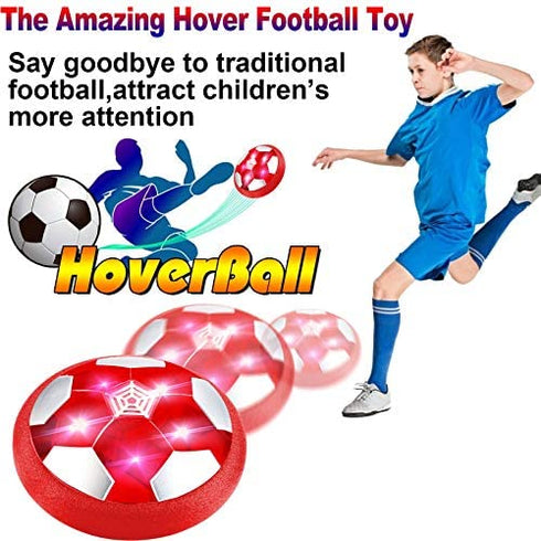 Camlinbo Kids Soccer Toys, Rechargeable Hover Soccer Ball Air Floating Soccer Valentines Gifts for Boy Girl Age 3-12 LED Light Up Toy Foam Bumper Valentines Day Indoor Outdoor Game Kid Toddler (Red)