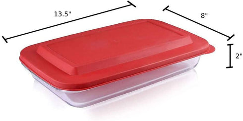 Bovado USA 7" x 12" Inch Glass Oven Baking Dish | High-Grade Borosilicate Glass | 2.3 Qt Capacity with Airtight Premium Plastic Lid | Nonstick, Dishwasher Safe, Freezer-to-Oven Oblong Casserole Pan