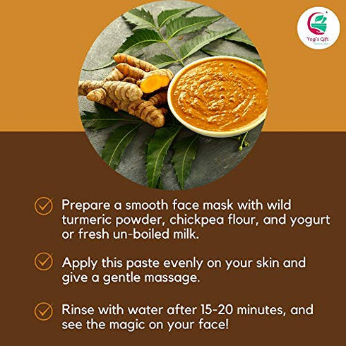 Yogi’s Gift | 100 % Pure Organic Wild Turmeric Powder For Face | 8 Oz (227 grams) | Kasturi Manjal | Curcuma Aromatica | Amba haldi | Promotes Glowing Skin