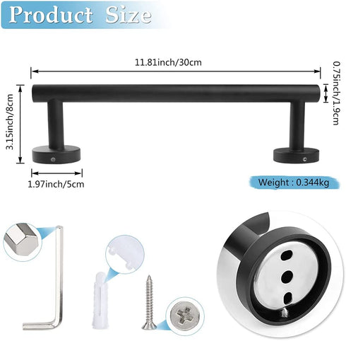 Bathroom Towel Bar, 2 Pack Stainless Steel Towel Rack, Matte Black Bath Towel Hanger, Wall Mounted Towel Rail, Towel Rod Bathroom Hardware (2 Pack - Black)