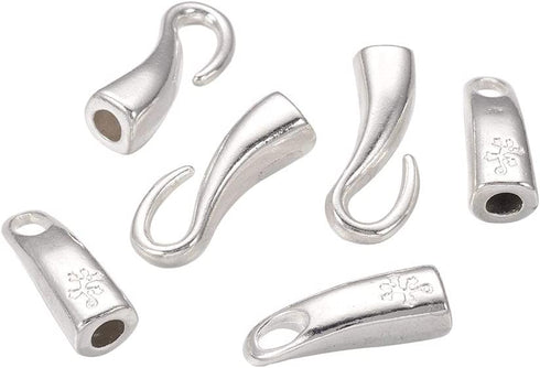 Kissitty 50 Sets Silver Alloy S Hook Clasps 46x8mm Macrame Leather Braided Bracelet Necklace Making Cord End Caps