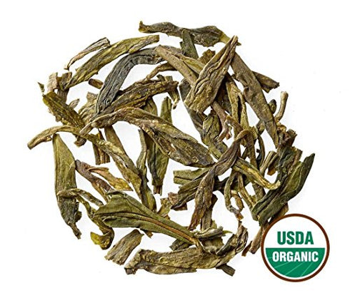 Golden Moon Organic Dragon Well Green Tea - Loose Leaf, Non GMO - Travel Tin (24 Servings)