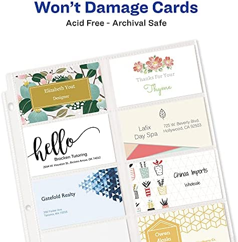 Avery(R) Clear Business Card Organizer Pages for 3 Ring Binders, 10 Per Pack, 3-Pack, Holds 600 Cards Total (78723)