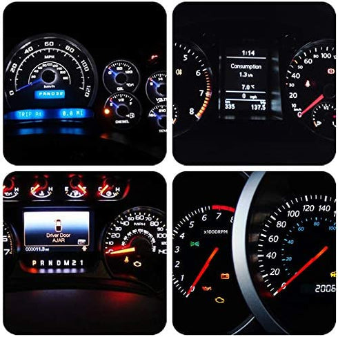 WLJH 10 Pack White Canbus T5 Led Bulb 2721 37 74 Wedge Lamp PC74 Twist Sockets Dash Dashboard Lights Instrument Panel Cluster Leds Car Replacement