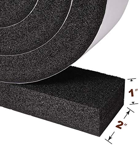 Yotache Open Cell Foam Air Conditioner Weather-Strip Seal Tape 2 X 1 Inch, Thick Adhesive with High Resilience Foam Cushion Strip, 6.5 Feet Long