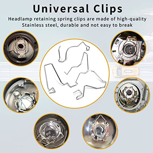 Universal Headlight Retainer Spring Clips Clamp Headlamp Dip Dipped Beam Bulb Holder Clips for H1/H3/H4/H7