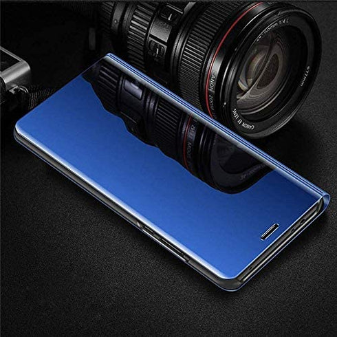 LEMAXELERS Samsung Galaxy S21 Ultra Case Slim Mirror Design Clear View Flip Bookstyle Ultra Slim Protecter Shell with Kickstand Protective Cover for Samsung Galaxy S21 Ultra Mirror PU PU Blue