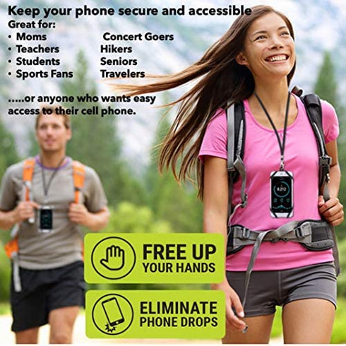 Gear Beast Universal Cell Phone Lanyard - Silicone Cell Phone Holder for Walking w/Neck ?Strap, Black