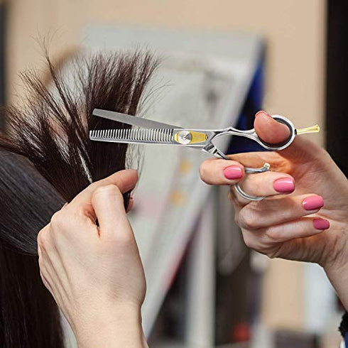 Equinox Professional Razor Edge Series - Barber Hair Thinning/Texturizing Scissors/Shears - 6.5 Inches Overall Length with Fine Adjustment Tension Screw - Stainless Steel