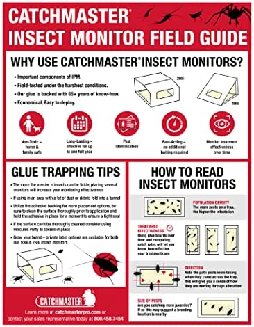 Brown Recluse Spider Traps by Catchmaster - 30 Pre-Baited Glue Board Sheet Monitor Traps, Ready to Use Indoors. Insect Cockroach Cricket Sticky Adhesive Fold-able No-Mess Non-Toxic - Made in The USA