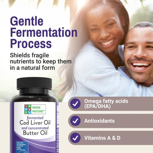 Green Pasture Blue Ice Royal Butter Oil / Fermented Cod Liver Oil Blend - 120 Capsules