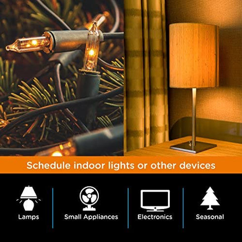 myTouchSmart Indoor Digital Plug-in Timer, 1 Outlet Polarized, 4 Programmable On/Off Buttons, Space Saving Bar Design, for Lamps, Seasonal Lighting, and Other Small Appliances, 36253, 1 Pack, White