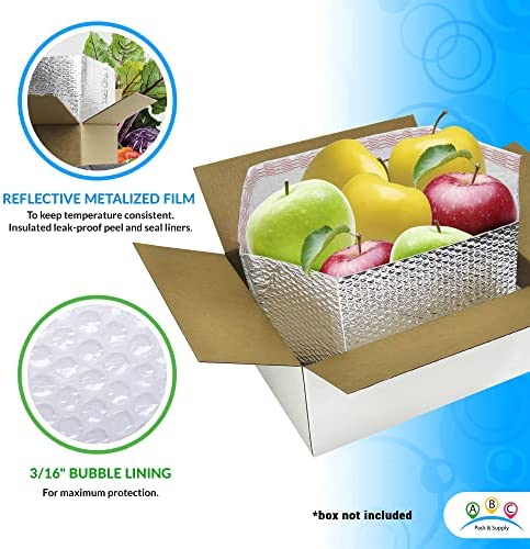 ABC Foil Insulated Box Liners 8" x 8" x 8", Pack of 10 Silver Insulated Shipping Boxes for Frozen Food, Odorless Insulated Shipping Containers, Leakproof Cold Shipping Boxes for Frozen Fish, Meat