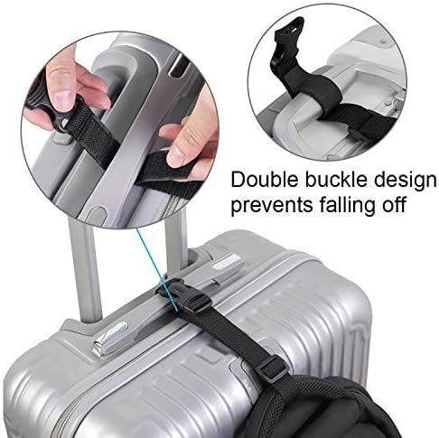 Luggage Straps,Two Add a Bag Suitcase Strap Belt,Adjustable Travel Attachment Accessories for Connect Your Three Luggage Together - 2 Pack(Black)