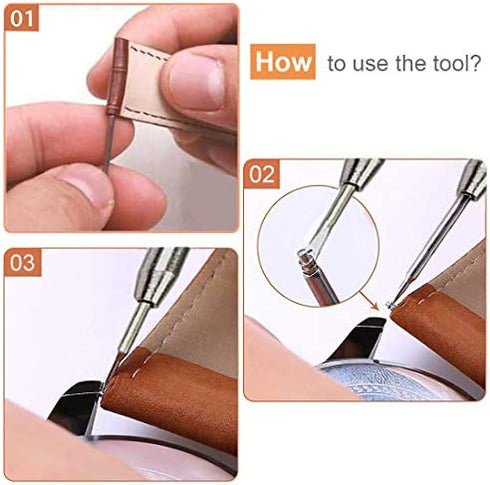 Watch Band Pins Replacement Kit, Heavy Duty Stainless Steel Watch Spring Bars with Spring Bar Removal Tool