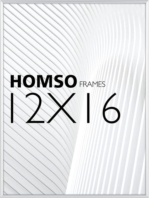 Homso 12x16 Poster Frame in Silver with Thin Aluminum Metal edge and Clear Acrylic for Wall Mounting Horizontally and Vertically