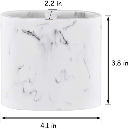 Bathroom Toothbrush Holder with Marble Pattern in Ink WhitePencil Holder Multifunctional Use,Pen Holder Make of Resin.for Bathroom Countertop and Desk.