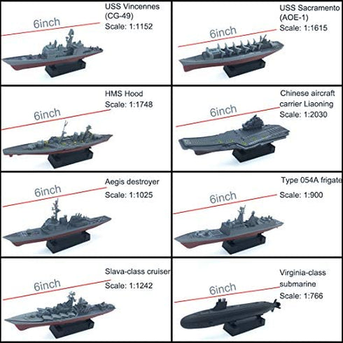 8 Sets 3D-Puzzle Model Battleship Aircraft Carrier Toy Submarine, Plastic Model Warships Ship Kits, Navy Ship Battleship Models for Collection by Kvvdi