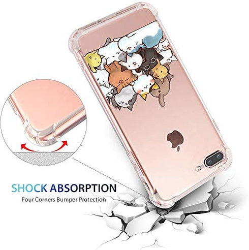iPhone 7 Plus 8 Plus Case Cat Clear with Design Cute & Funny Cat Pattern Bumper Protective Case for Apple iPhone 7 Plus 8 Plus 5.5 Inch Gel Flexible TPU Silicone Shockproof Pet Pile Kitty Cats Cover
