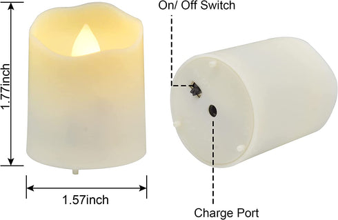 LED Tea Lights Rechargeable Candles with USB Charging Cable, 6 PCS Votive Tea Light with Remote, Flameless Flickering Warm White Tealights Candle for Halloween, Pumpkin Light, Christmas Decorations