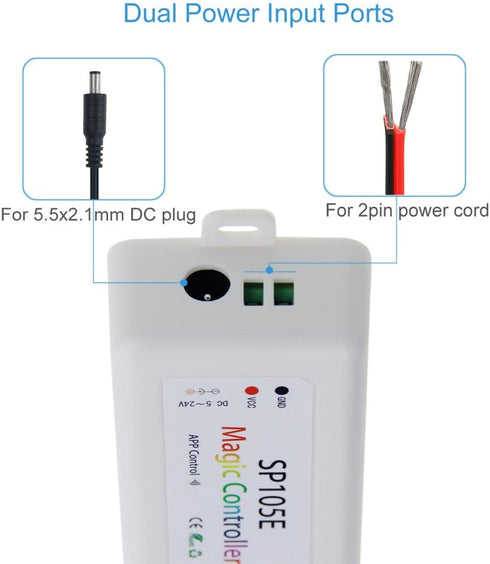 ALITOVE Wireless Bluetooth Magic Dream Color LED Light Controller iOS Android DC5V~24V Great for WS2811 WS2812B WS2801 SK6812 Individually Addressable Programmable LED Strip Pixel Module Panel Lamp