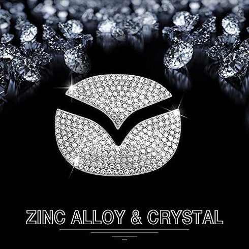 1797 for Mazda Accessories Bling Steering Wheel Emblem Logo Covers 3 6 CX5 MX-5 Miata CX9 CX7 2 CX3 Car Interior Sticker Decal for Women Crystal Silver Pack of 2