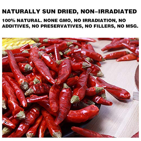 Dried Sichuan Chili Peppers Whole 4 Ounces, Mild, Used in Mexican, Chinese, Thai Dishes, Premium Szechuan Dried Red Chilies for Chili Oil, Paste, and Sauce