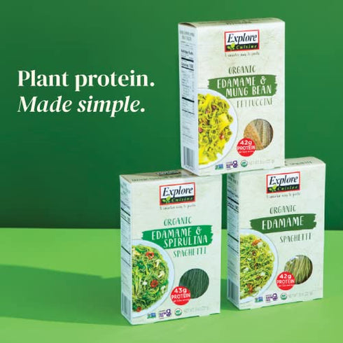 Explore Cuisine Organic Edamame Spaghetti - 8 oz - Easy-to-Make Pasta - High in Plant-Based Protein - Non-GMO, Gluten Free, Vegan, Kosher - 4 Servings