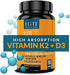 Elite Vitamin D3 K2 MK7 - Support Your Bones, Vitamin D Levels, Heart, and Immune System with Vegan Lichen Vitamin D3 5000 IU and Vitamin K2 MK-7 180 Mcg with Calcium Citrate. 90 Capsules