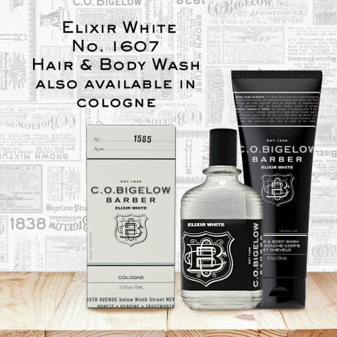 C.O. Bigelow Men's Hair and Body Wash, Elixir White, No. 1607, 8 fl oz, Mens Body Wash & Shampoo, Citrus & Bergamot Moisturizing Mens Shampoo & Body Cleanser