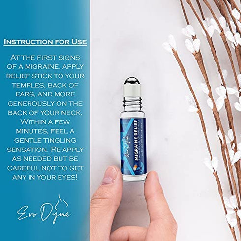 2-Pack Migraine Relief Stick, (0.3 OZ / 10 ML Roll-On Bottle), Made in The USA | Headache Relief - Essential Oil, Aromatherapy Stick – Made with Peppermint & Spearmint Grade Oil by Evo Dyne