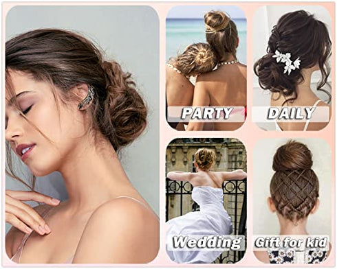 Qunlinta Messy Bun Hair Piece, Hair Bun Thick Updo Scrunchies Hair Extensions Ponytail Hair Pieces for Women Girls Light Brown Mix Ash Blonde