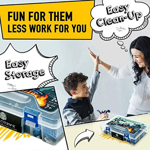 JITTERYGIT Robot Building Toy Gift for Boys, Perfect STEM Gift for Builders Ages 6, 7, 8, 9, and 10 Year Olds, Blue SnabGlider (246 Pcs) Robotryx