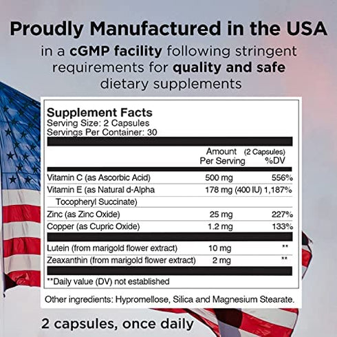 Viteyes AREDS 2 Eye Vitamins, Now with Natural Vitamin E, Smaller Capsules, Lower Zinc, Allergen Free, Lutein, Zeaxanthin, Manufactured in The USA, Eye Doctor Trusted, Classic Macular Support, 60 Ct