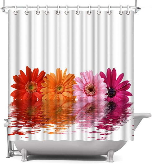 ArtBones Daisy Flower Shower Curtain Spring Floral Bath Curtain 72x72 Inch with Hooks Waterproof Polyester Fabric Colorful