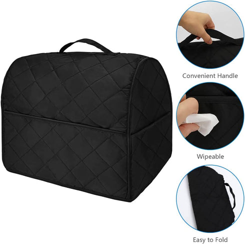 Augot Stand Mixer Cover with Handle Waterproof Mixer Covers for Kitchen, Mixer Dust Cover with Pocket for Extra Accessories, Black Blender Coffee Machine Protective Dust Covers for Mixer 4.5 & 5 Quart