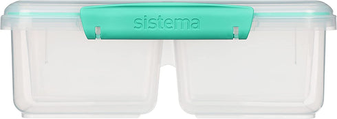 Sistema 1007708 To Go Quad Split Food Storage Container, Clear with Coloured Clips, 1.7 L